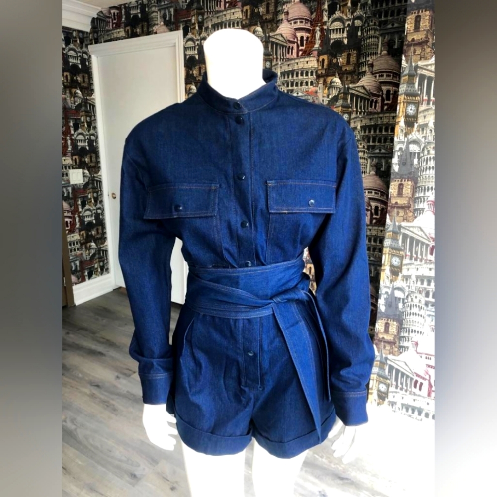 Woman jeans jumpsuit.